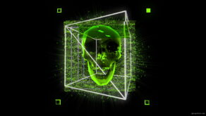 vj video background Green-Skull-in-cuboid-animation-effect-on-black-motion-background-vj-loop_003