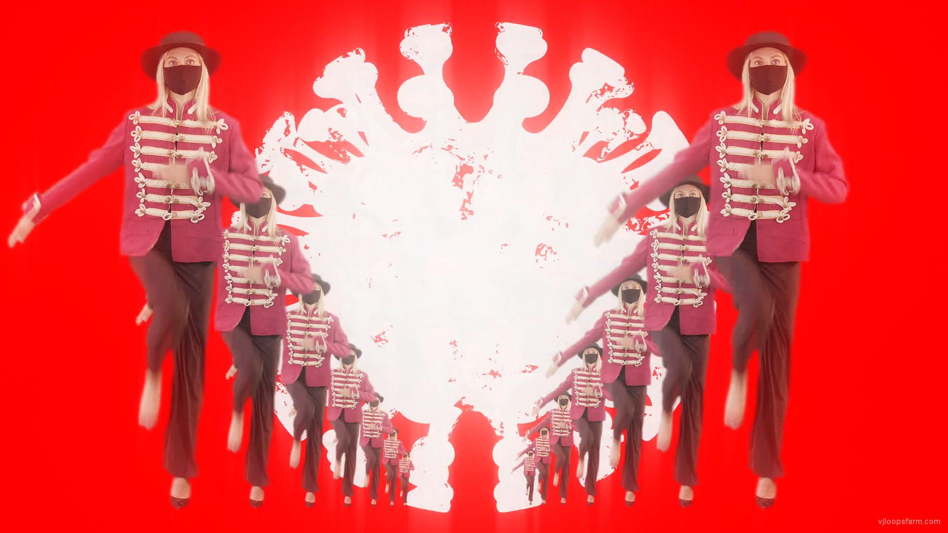 vj video background Corona-Virus-3D-Girls-In-Mask-Empire-royal-woman-marching-Video-Art-4K-VJ-Footage-Looped-1920_003