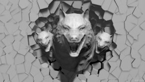 Angry-Wolf-3D-Projection-Head-demolish-on-wall-Mapping-Loop-gyqaxh-1920_005 VJ Loops Farm