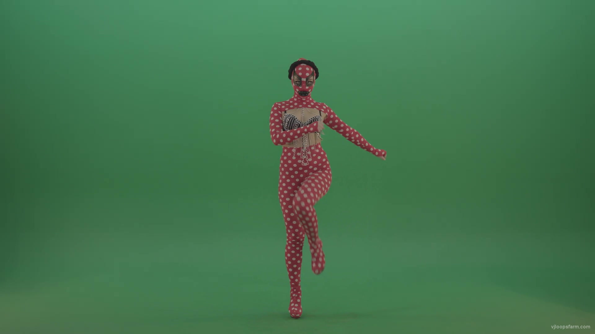 Beauty-red-dress-girl-march-in-front-view-isolated-on-green-screen-n9vhbz-1920_002 VJ Loops Farm