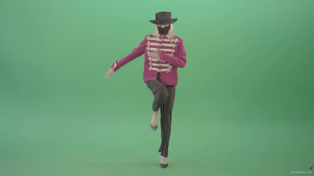 Blonde-Covid-girl-in-pink-red-royal-uniform-and-medicine-mask-marching-in-front-view-on-Green-Screen-4K-Video-Footage-jpt7pi-1920_005 VJ Loops Farm