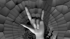 vj video background Rocking-3d-hand-with-hand-horns-sign-on-radial-fragmented-wall-mapping-loop-otvgy6-1920_003