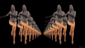 vj video background Tunnel-Team-Girls-marching-on-double-side-on-black-background-bdeqjm_003