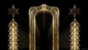 vj video background Art-nouveau-Telema-Signs-Gate-isolated-on-black-background-Ultra-HD-VJ-Loop-ybo8nx-1920_003
